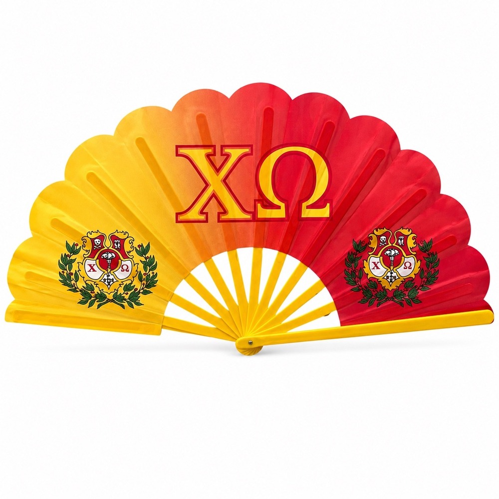 Chi Omega Hand Fan | Sorority Folding Clack Fan | Greek Life Gift | Recruitment
